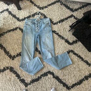 Mother Jeans Womens  27 The Lace Up Dazzler Ankle Blue Denim